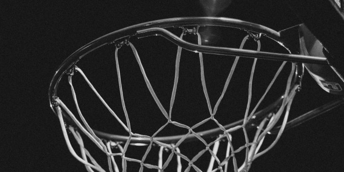 1366x768 Download wallpaper 1366x768 basketball ring, bw, net, basketball