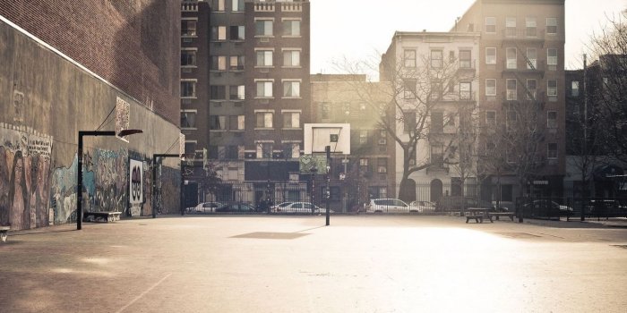1366x768 Download wallpaper 1366x768 basketball, basketball court, wall