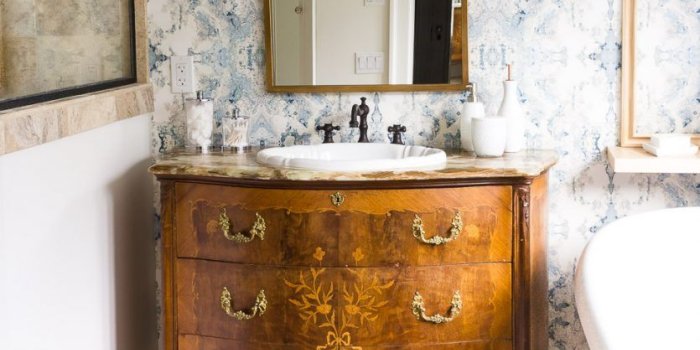 835x1253 Bold Master Bathroom Makeover with Modern Wallpaper » A Home To Grow