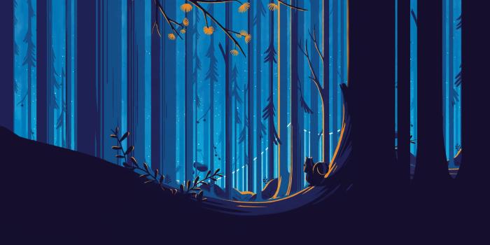 2560x1600 Squirrel Illustration Artwork Forest Trees Blue Sky, HD Artist, 4k