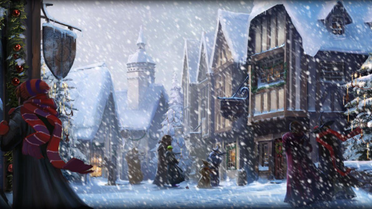 1191x670 Pottermore Background: Hogsmeade at Christmas by xxtayce on