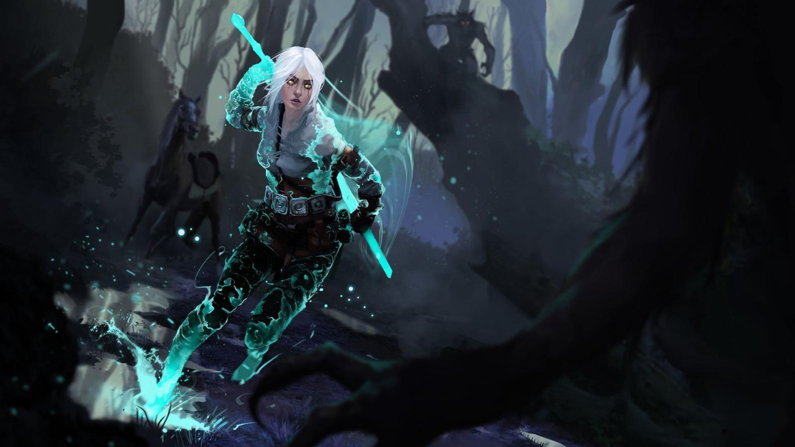 1920x1080 Wallpaper the witcher 3 ciri spell splash forest 1920x1080 | The