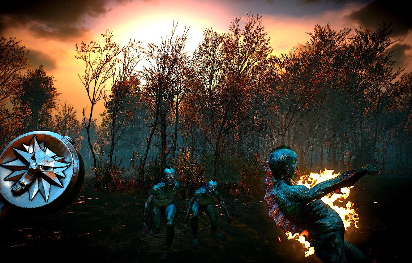 1332x850 Wallpaper swamp, Sunset, Geralt, The Witcher 3 Wild Hunt, game of