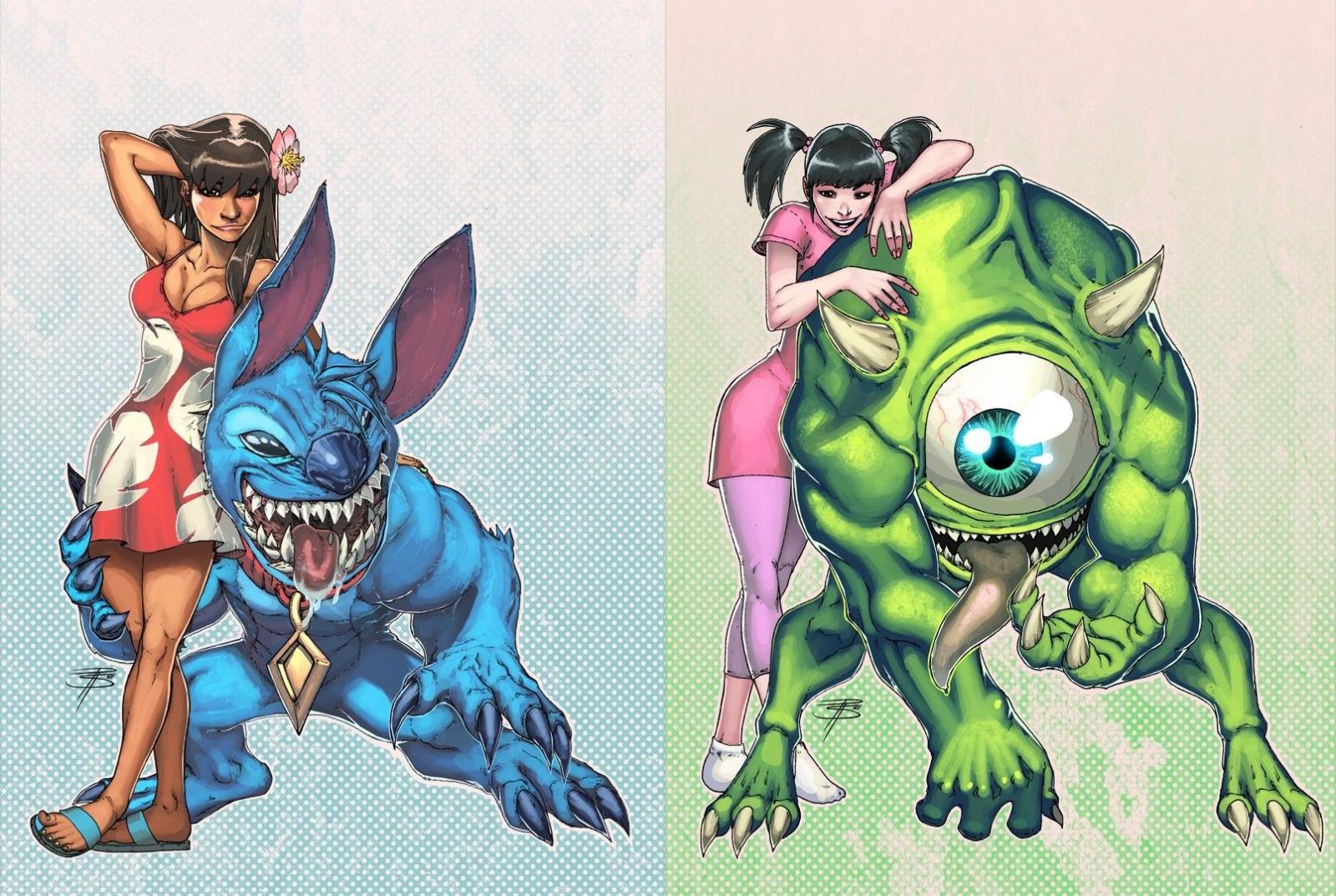 1610x1080 pixar monsters inc alternative art artwork lilo and stitch disney