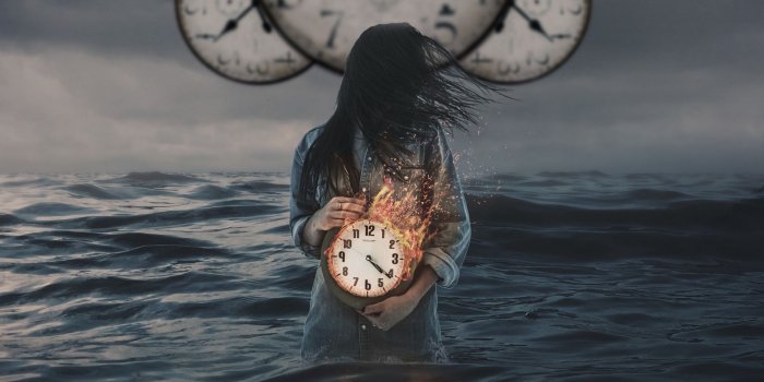 1920x1080 Download wallpaper 1920x1080 clock, fire, girl, photoshop, time full
