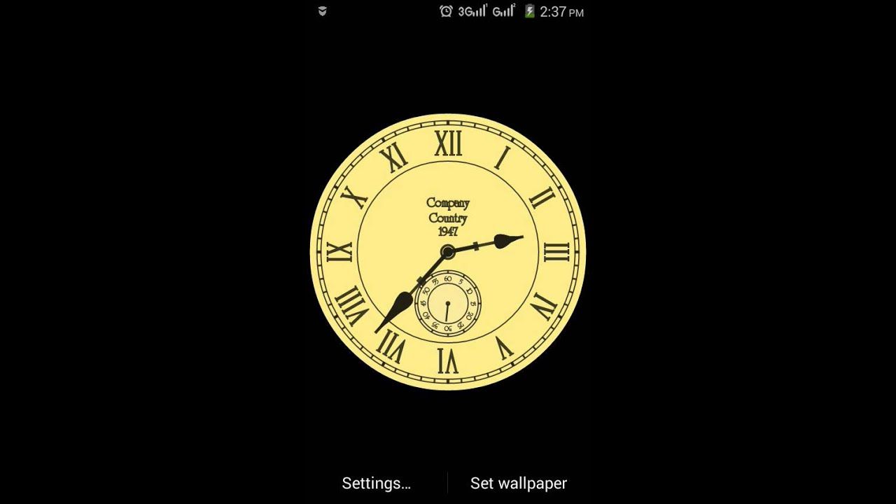 1280x720 Analog Clock Live Wallpaper Application