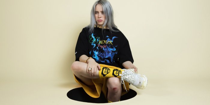 7680x4320 Billie Eilish Yellow Cream background Wallpaper 8k Ultra HD ID:3510