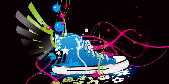 1920x1200 Colorful Blue Converse All Star Chuck Taylor Vector Shoe and