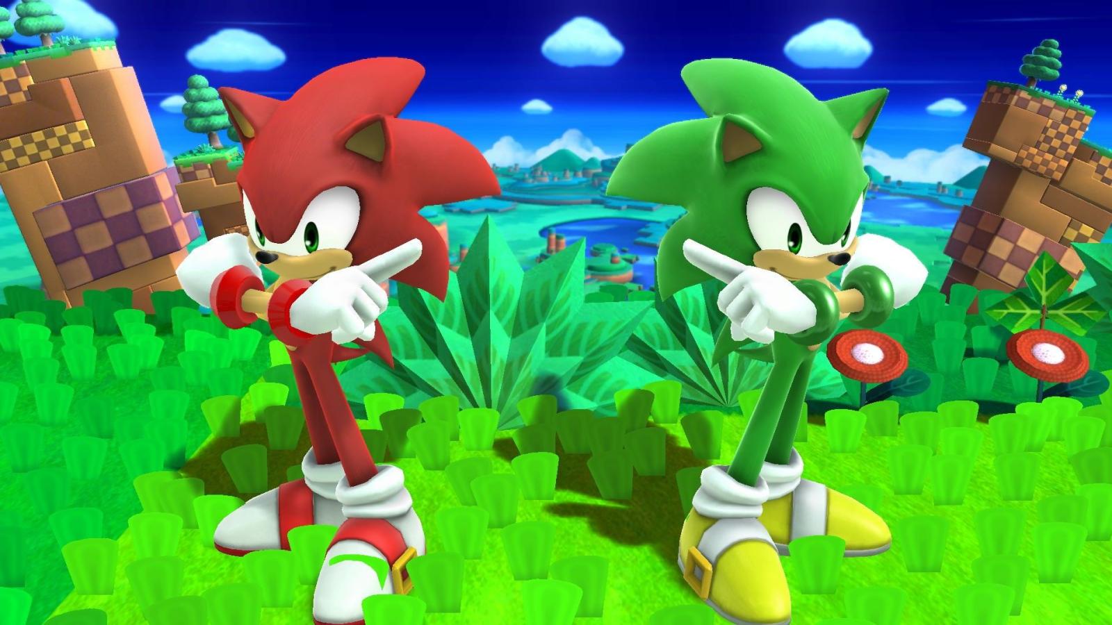 1920x1080 Project M Red & Green Sonic [Super Smash Bros. (Wii U)] [Skin Mods]