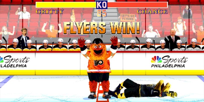 1920x1080 Flyers mascot Gritty defeats Las Vegas Golden Knights mascot Chance