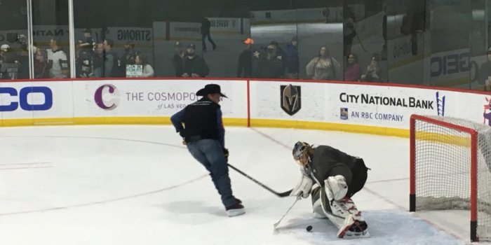1024x768 NFR Cowboys Hit The Ice, Give Golden Knights Goalie Fleury 1-on-1