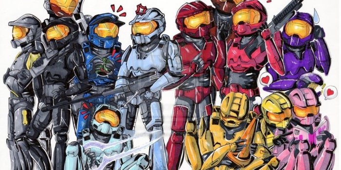 1024x796 Halo characters drawing, Red vs. Blue HD wallpaper | Wallpaper Flare