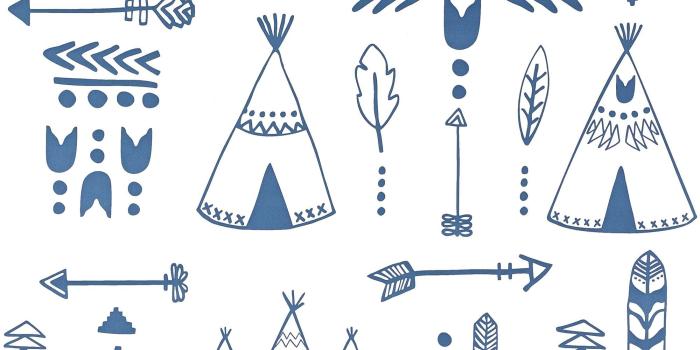2000x2000 Teepees Wallpaper - Indigo/White
