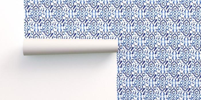 1024x1024 17-10W Blue Ikat Watercolor Indigo Boho on Isobar by