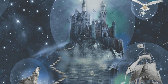 1000x1000 Blue Magical Kingdom Wallpaper Harry Potter Inspired Style Design by