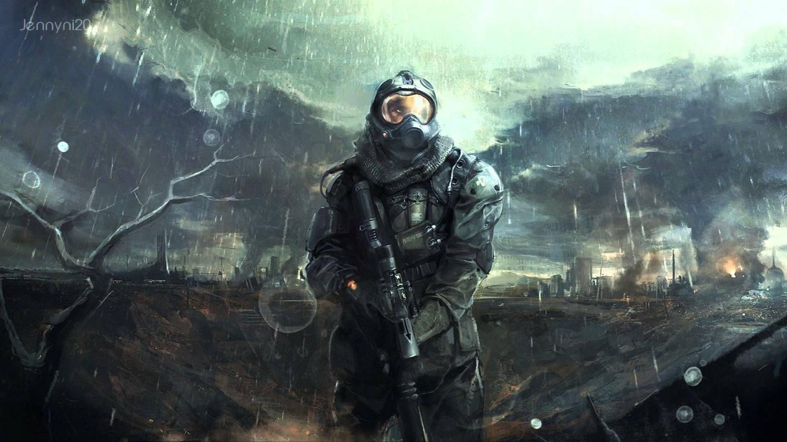1920x1080 Download 1920x1080 HD Wallpaper stalker 2 ruines rain rifle gas mask