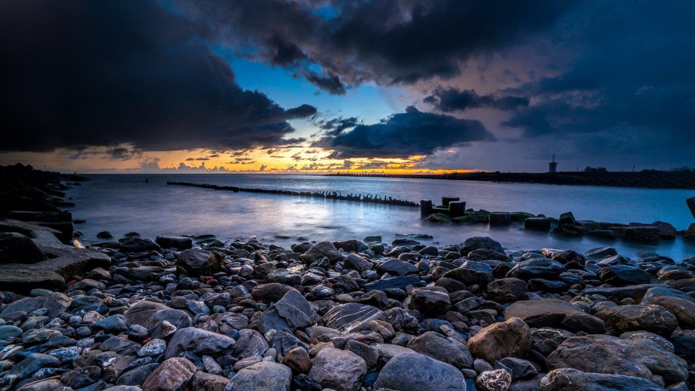 1366x768 Beaches: Cliff Sad Landscape Sea Beach Wallpaper HD Iphone 5 for HD