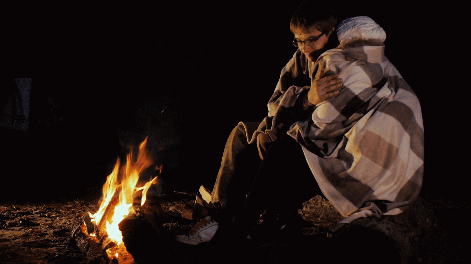 1920x1080 Camp Fire and Happy Couple. Night scape with campfire and young happy  couple. Stock Video Footage - Storyblocks Video
