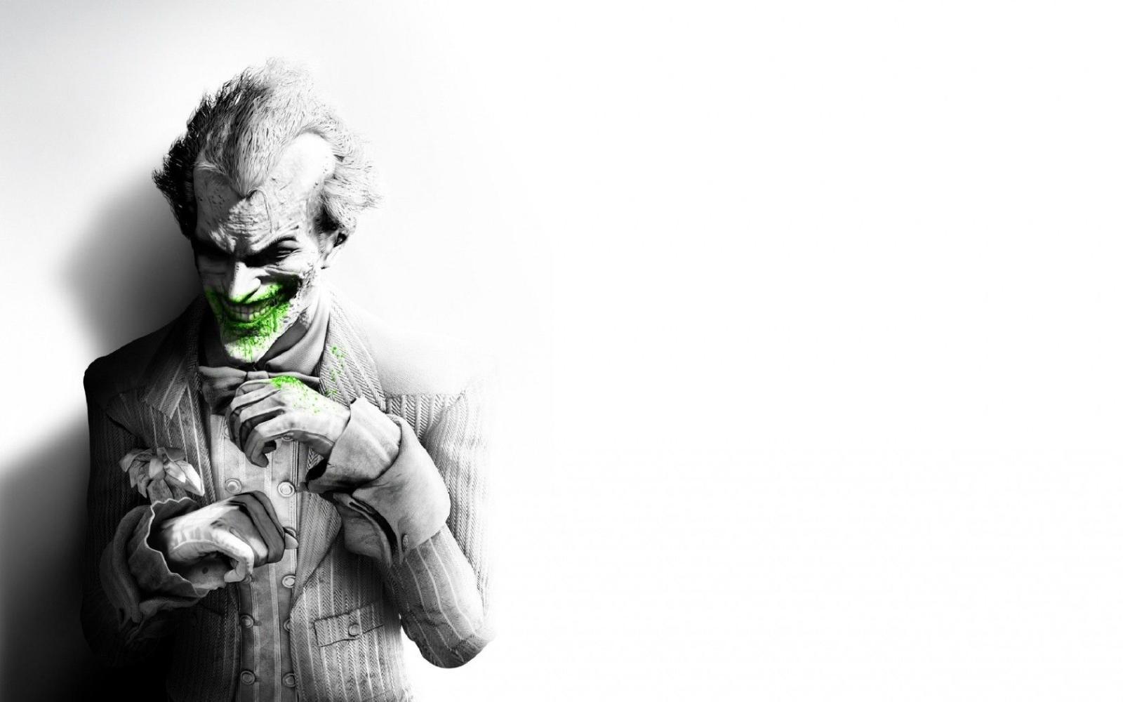 1680x1050 Batman, Arkham, City, Joker, Smile, Suit, Flower, Fan, Art, Black