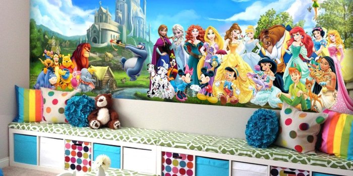 1244x1063 Disney Characters Wall mural Vinyl Mural Wallpaper Wall | Baby
