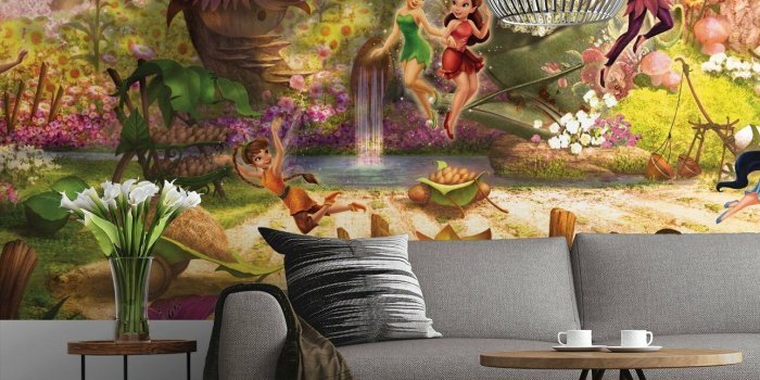 1290x1500 Disney Wall mural wallpaper for girl's bedroom poster style Fairies Meadow  brown
