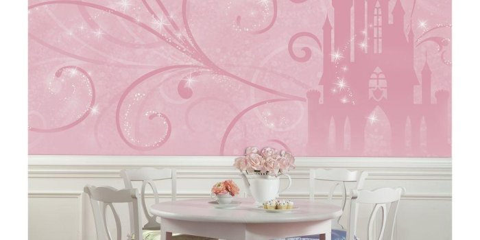 1000x1000 72 in. x 126 in. Disney Princess Scroll Castle Chair Rail Pre-Pasted Wall  Mural