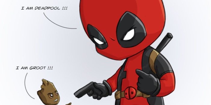 894x894 Little #Deadpool #Fan #Art. (Deadpool v Groot) By: Kavizo. (THE * 3