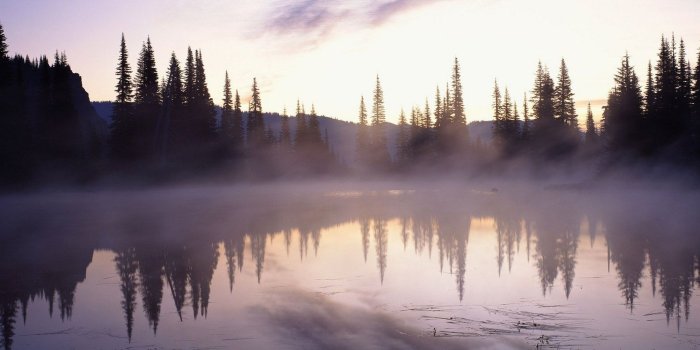3840x1080 Foggy Forest Lake Dual Screen Wallpaper | 3840x1080 | ID:60834