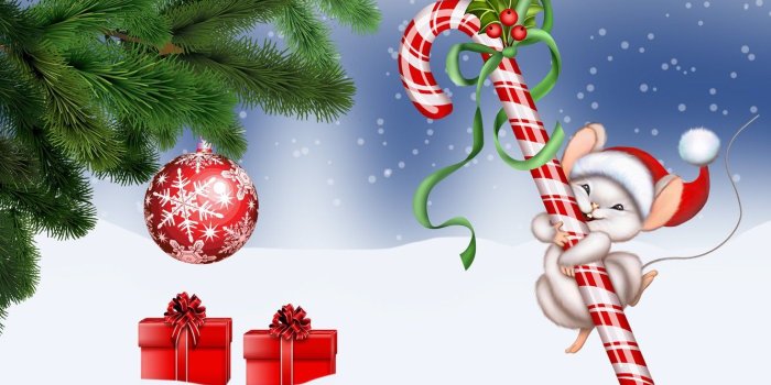 1332x850 Photo Wallpaper Zima, Christmas, Lizak, Myszka - Good Morning Pic
