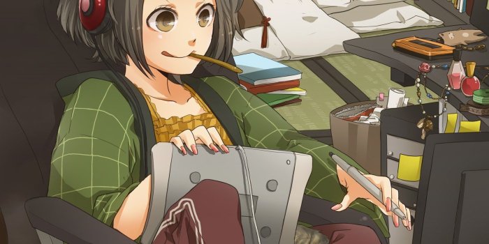 1748x2480 2874287 computer room bed cat anime girls original characters