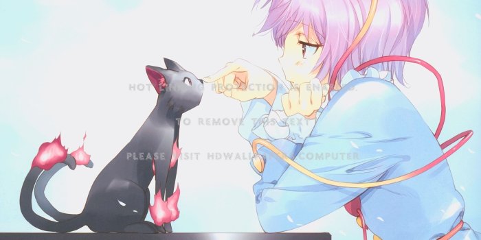 1920x1200 Anime girl cat sadness