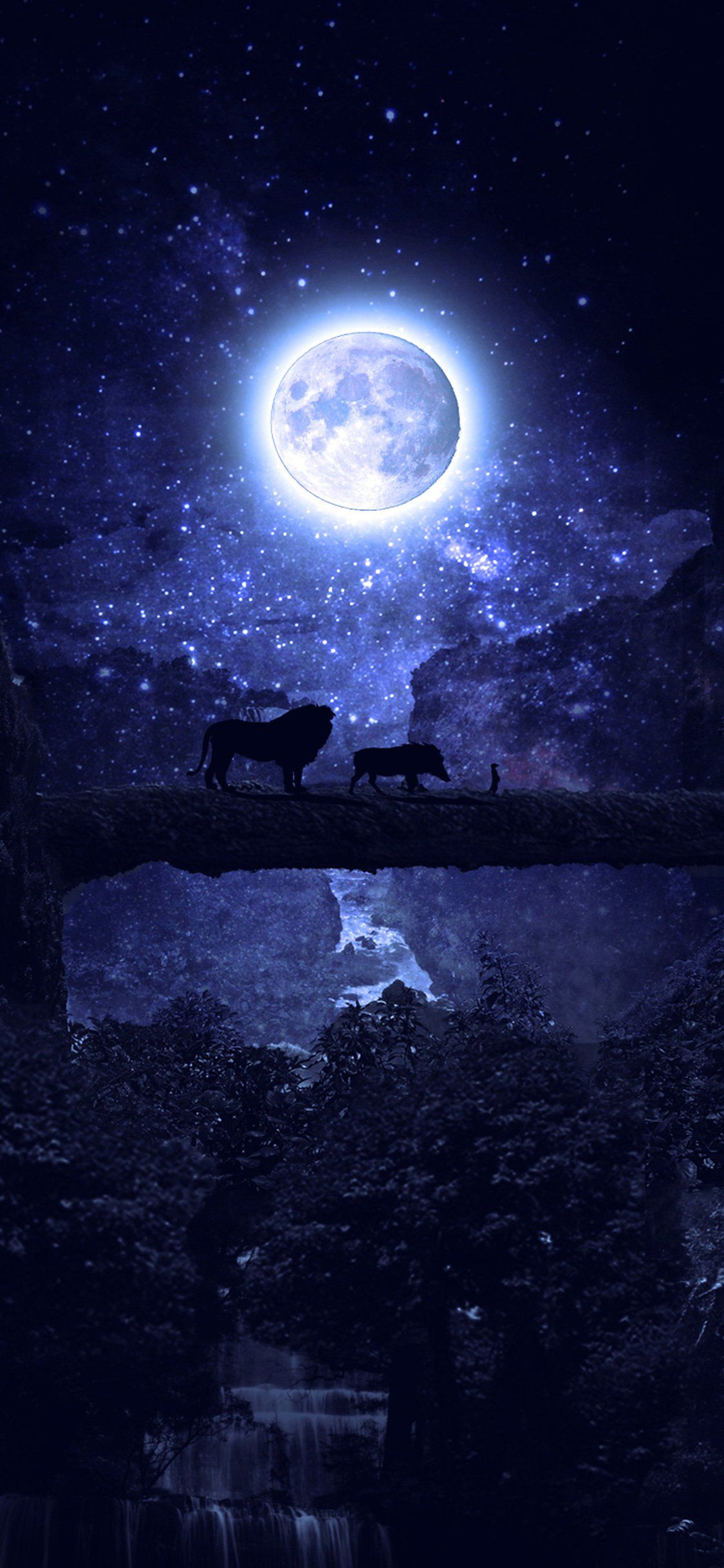 1125x2436 as72-lionking-disney-night-art-illustration-wallpaper