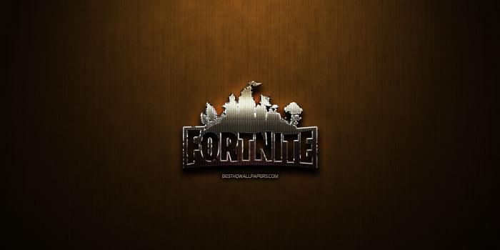 2560x1600 Download wallpapers Fortnite glitter logo, creative, bronze metal