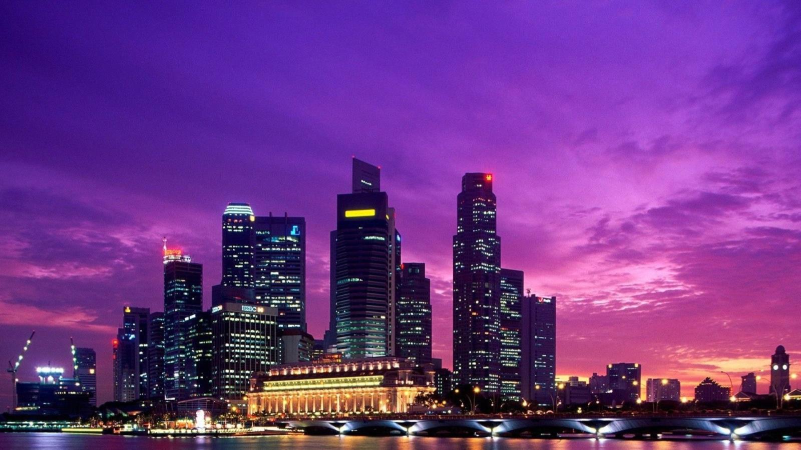 1920x1080 45+ Purple City Sunset Wallpapers - Download at WallpaperBro