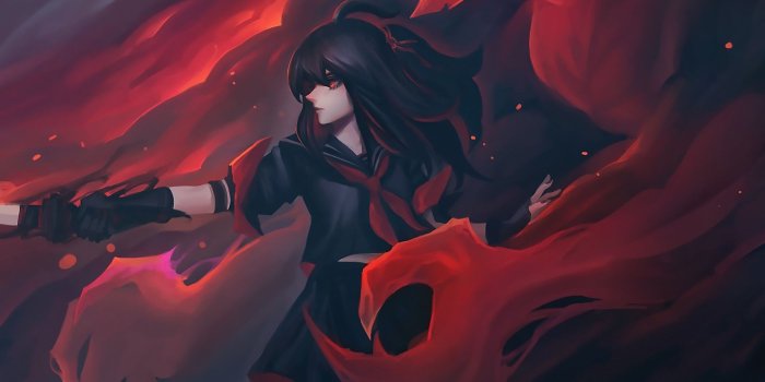 1920x1080 Download 1920x1080 Wallpaper School Girl, Anime, Warrior, Dark