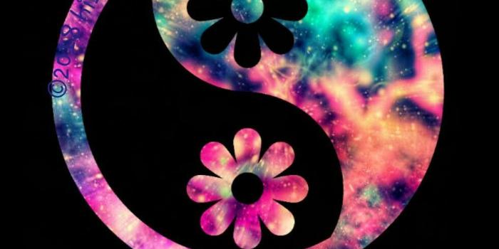 981x1705 Floral yin yang galaxy iPhone /Android wallpaper I created for the