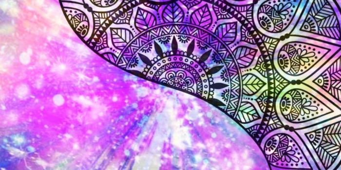 1080x1917 Mandala Yin Yang Galaxy, made by me #purple #sparkly #wallpapers