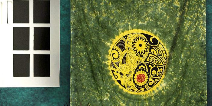 1500x1500 Boho Yin Yang Tapestry - Tie Dye Decorative Wall Hanging Hippie Room Decor  Boho College Dorm Decoration Twin Size Bedding - Green - 84 X 54 Inches
