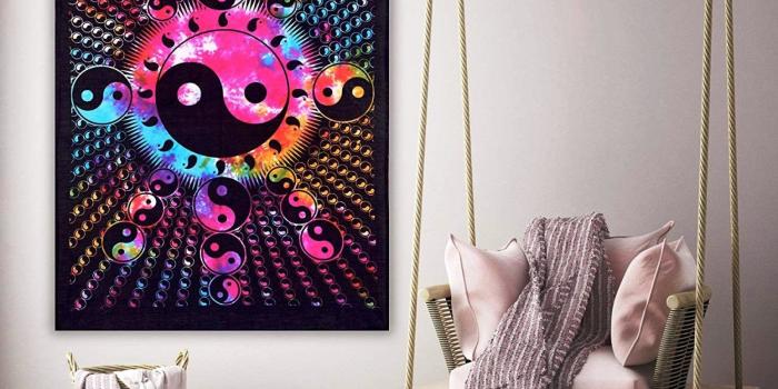 1650x1650 Shree Textile Store Multi Mandala Painted Wall Hanging Wall Decor Poster  Tie Dye Yin Yang Home ,Wall Decor Cotton Small Wall Tapestry 42x30