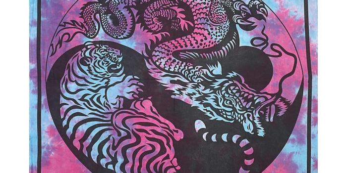 1200x1500 Amazon.com: Gokul Handloom Multi Tie Dye Dragon Tiger Tapestry Twin