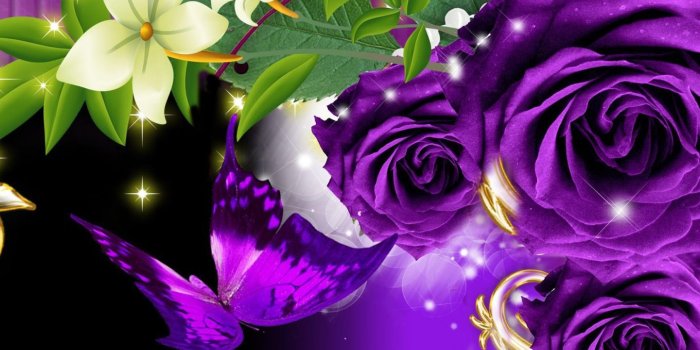 1440x900 IT.39, Roses and butterflies, wallpaper v.5.3 jpeg