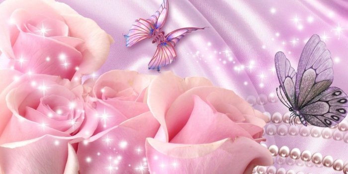 1280x768 Download 1280x768 Pink roses and butterflies wallpaper