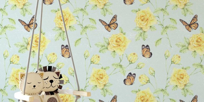 1100x1318 Roses & Butterflies Removable Wallpaper, Wallpaper Republic | Milton & King