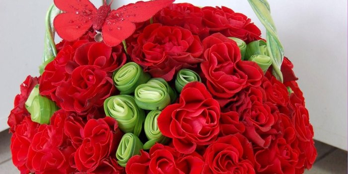 1900x1750 3341814 Roses, Flowers, Basket, Composition, Butterflies wallpaper