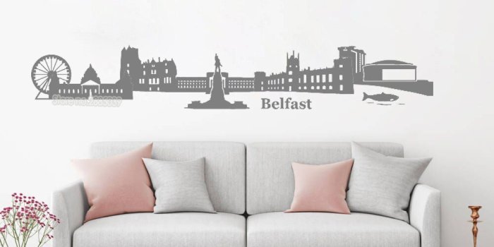 1000x1000 US $24.93 25% OFF|Skyline of Belfast Vinyl Wall Decal Northern Ireland  Beautiful City Home Decor Mural Living Room Modern Decorative Sticker  LC127-in