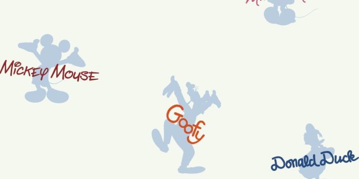 1000x1000 DK5939-Walt Disney Kids Mickey & Friends Autographs & Silhouettes  Wallpaper-White Background