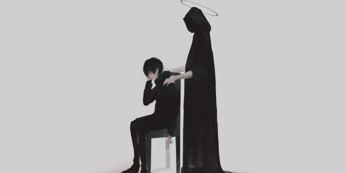 2560x1440 Download 2560x1440 Anime Boy, The Reaper, Sad Wallpapers for iMac 27