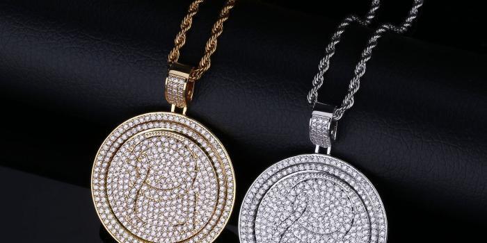 1920x1920 Hip Hop Jewelry Iced Out Pendant Mens Gold Chain Rapper Migos XO QC  Rotatable Double Disc Pendants Designer Necklace Diamond Luxury Wedding