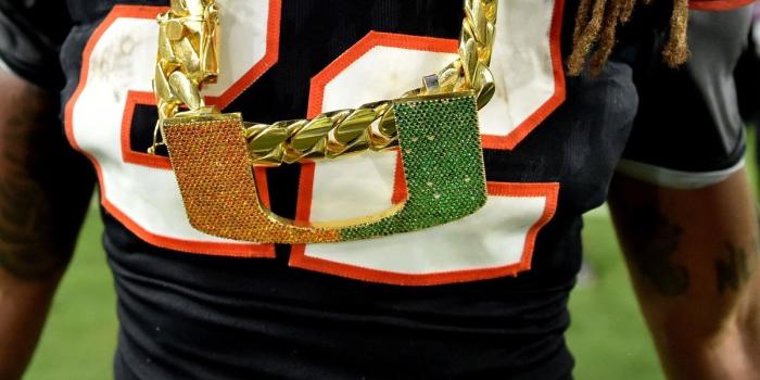 1200x800 Why Miami Hurricanes wear a big gold chain on the sideline