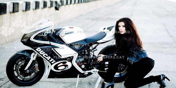 1920x1080 brunette with ducati motorcycle woman